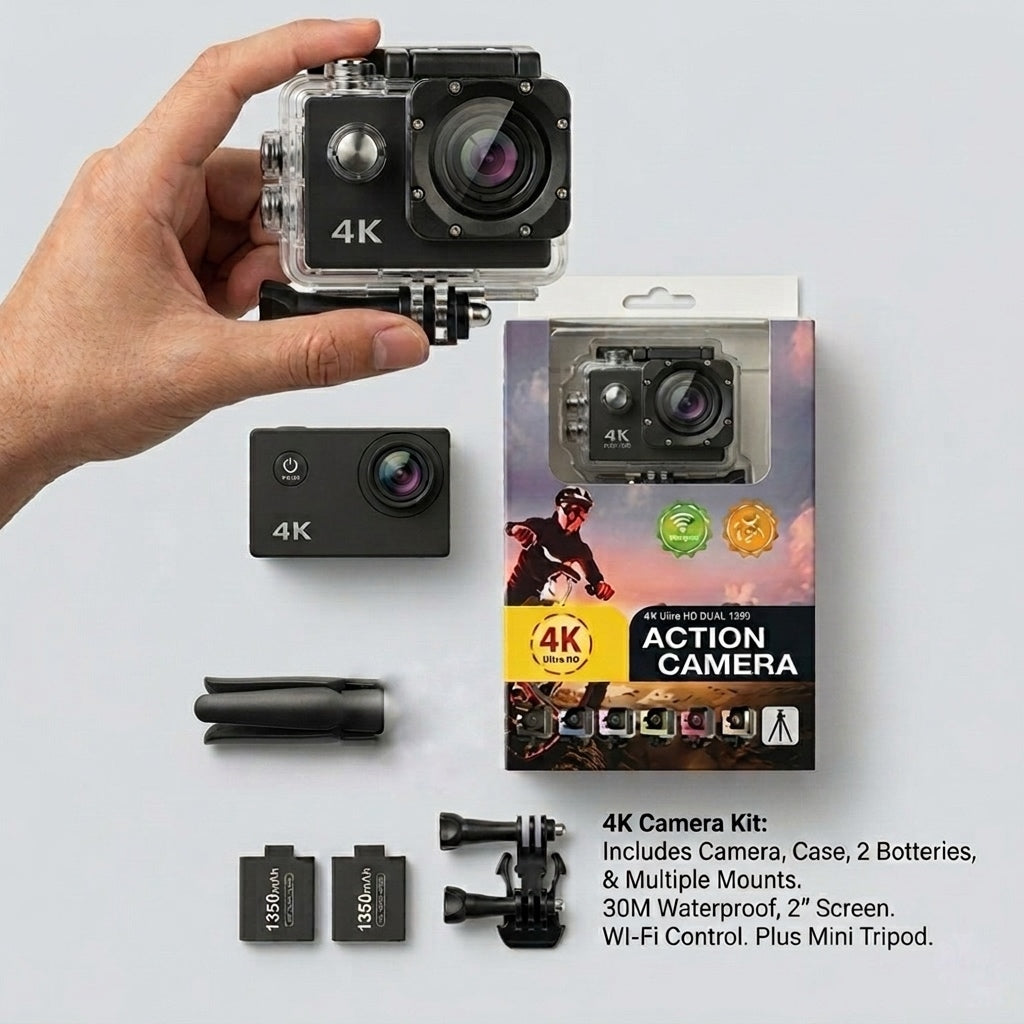 4K Sports Action ULTRA HD Camera Dual Battery