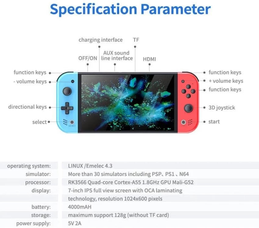 M20 Handheld Game Console 7 Inch Screen